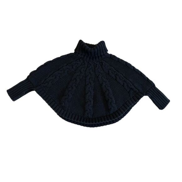 Kids Black Cable Knit Sweater Poncho | Shirts & Tops - Picture 2 of 4